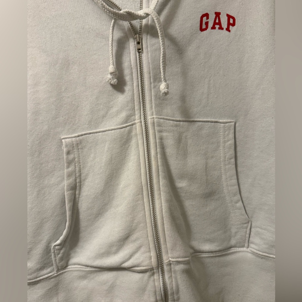 Vintage “GAP” White Hooded Zip Up Sweatshirt- Size: S - Picture 6 of 10